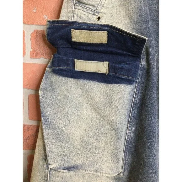 Rick Owens DRK SHDW Mens Cargo Denim Pants Jeans Size 48 Italy Wide Leg Grunge